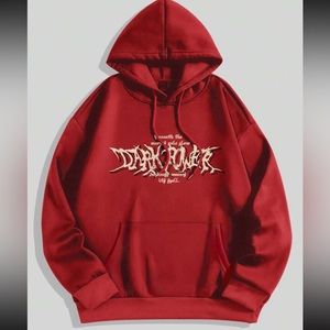 Men's Fleece Hoodie With Wing Slogan Print And Drawstring
Closure